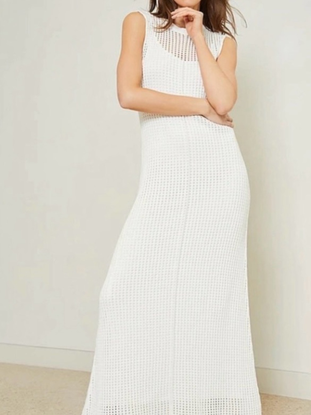 BNWT Sleeveless White Knit Maxi Dress